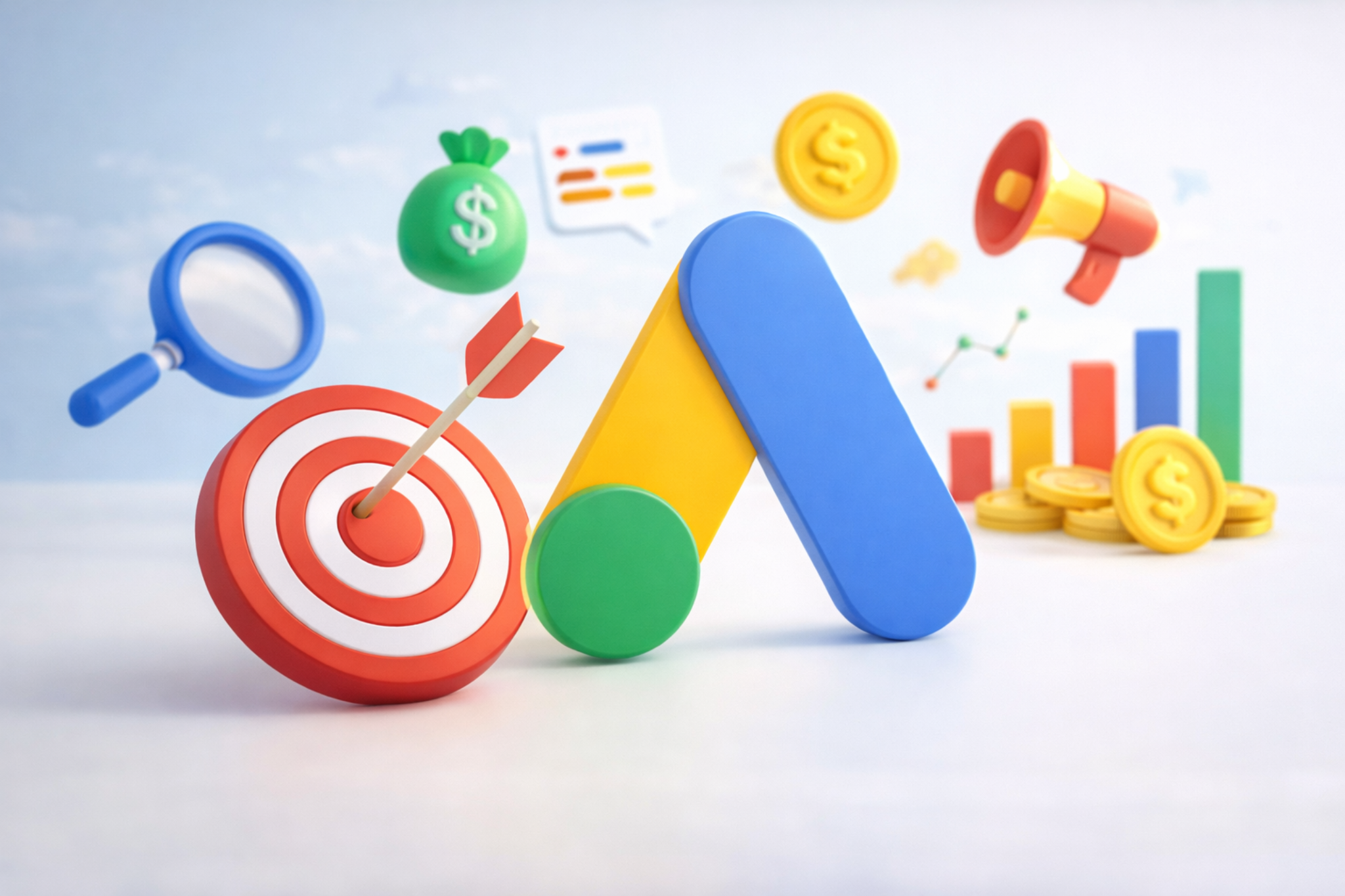 Imagem visual representando processo e performance em Google Ads