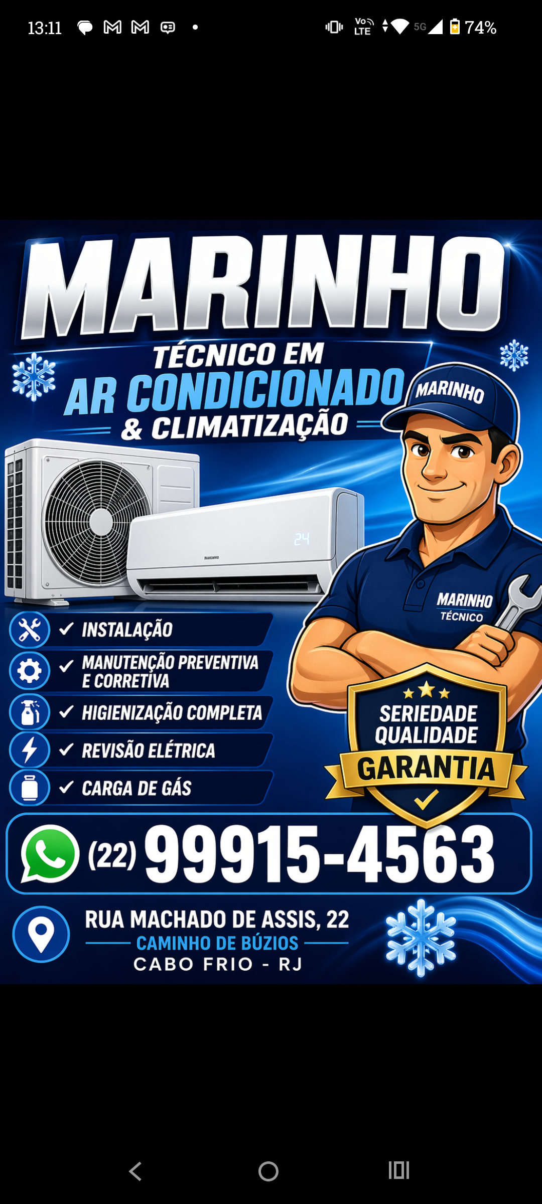 Ganhe 1 ano de garantia na instalação de um ar condicionado novo.